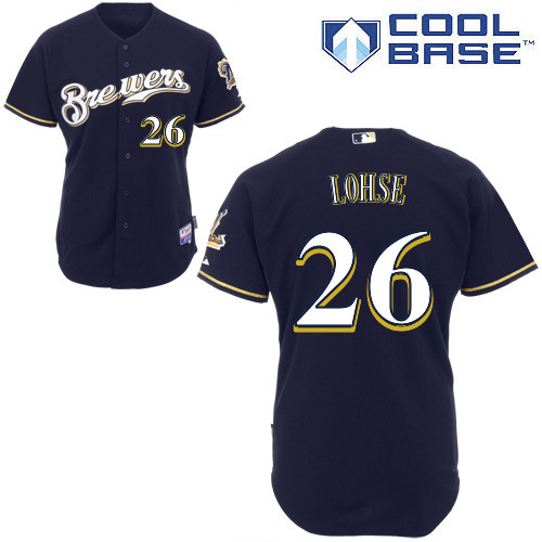 Kyle Lohse #26 MLB Jersey-Milwaukee Brewers Men's Authentic Alternate Navy Cool Base Baseball Jersey